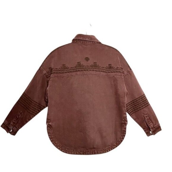 Dear John Denim Gina Denim Shirt Jacket in Dark Mahogany - Sz L - NWT - Picture 5 of 9